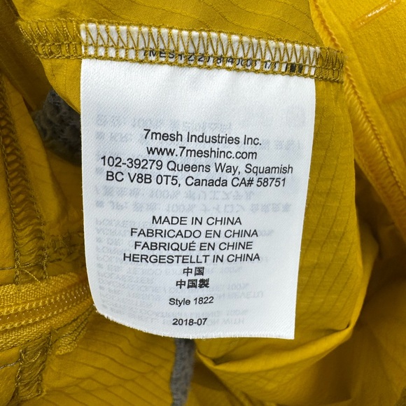 7 Mesh 7MESH Freeflow Jacket Men's Large Yellow Hike Cycle Nylon Poly - Picture 8 of 9